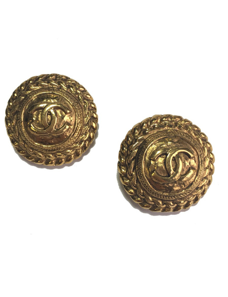 Clips CHANEL Vintage gold metal earrings