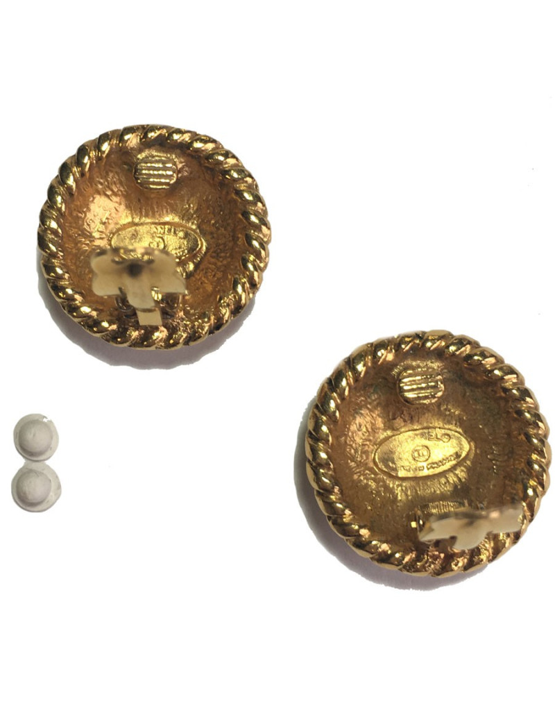 Boucles d'oreille clips CHANEL Vintage en métal doré