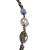 CHANEL T80 belt-necklace in silver chain, transparent molten glass beads, pearls and CC