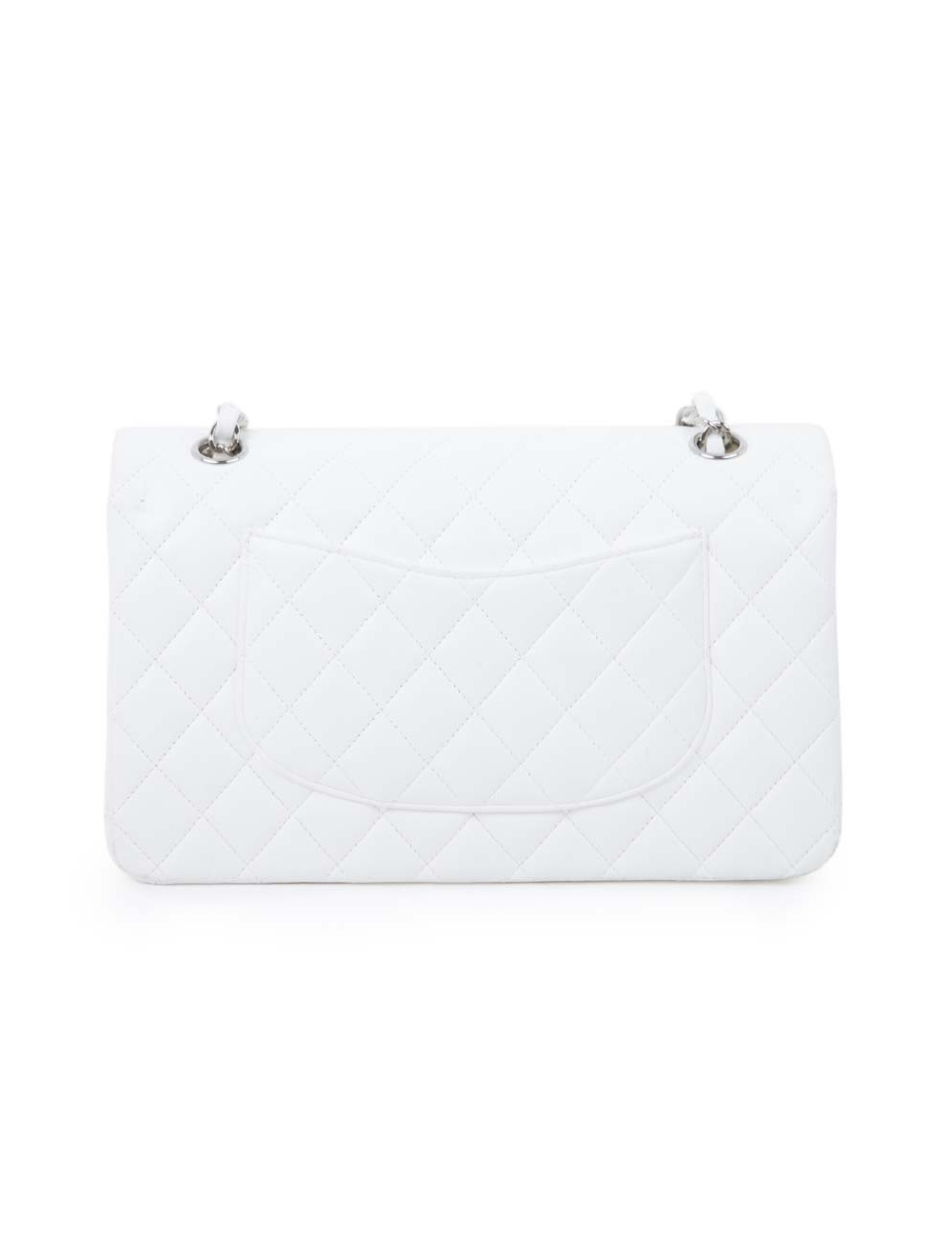 Sac timeless CHANEL cuir d'agneau blanc matelassé