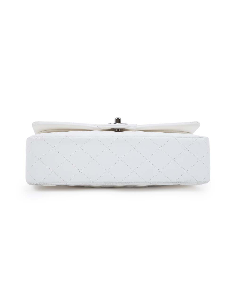 Sac timeless CHANEL cuir d'agneau blanc matelassé