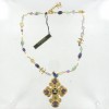Collier CHANEL croix et perles multicolores