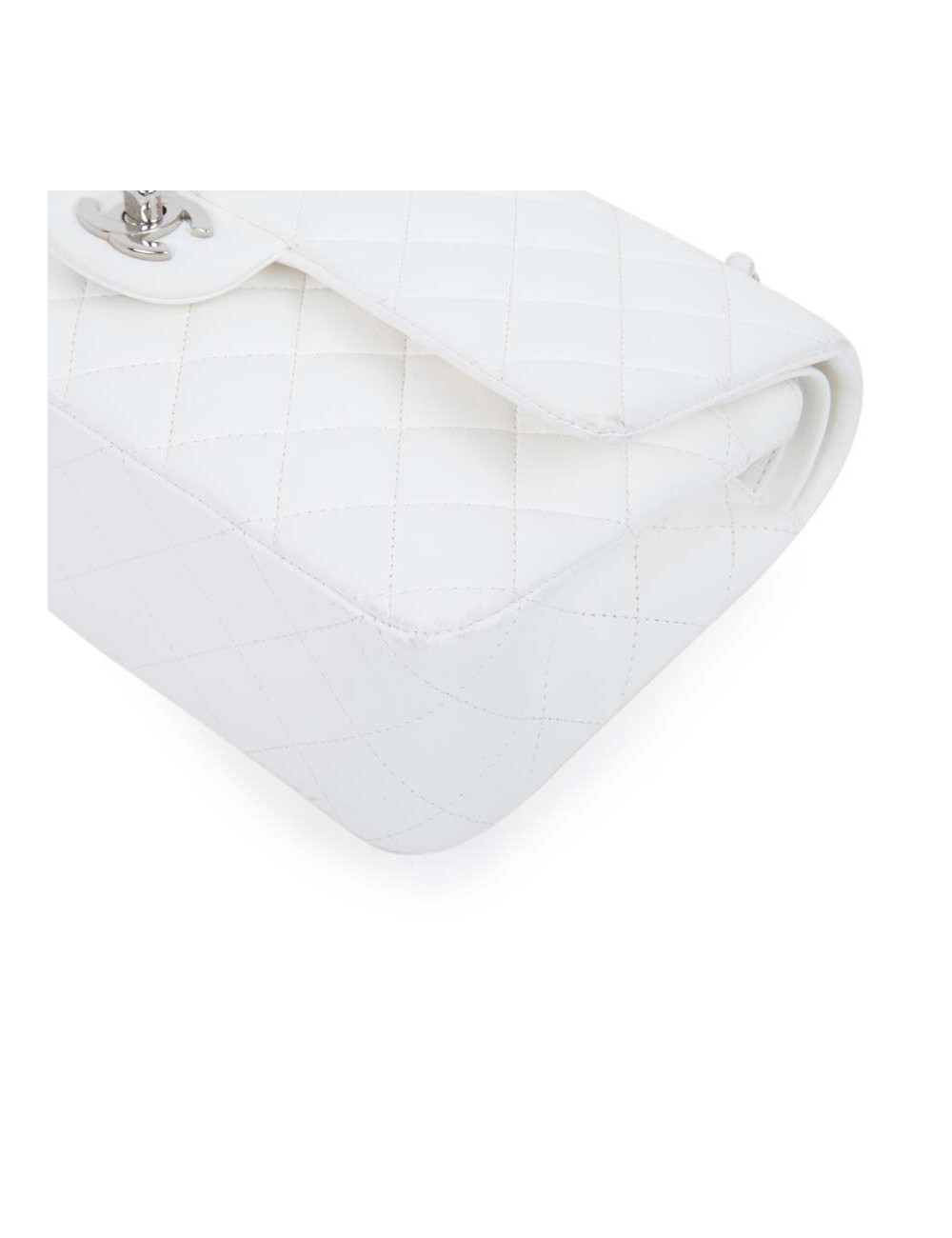 Sac timeless CHANEL cuir d'agneau blanc matelassé