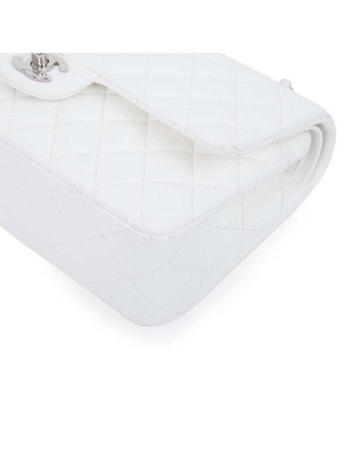 Sac timeless CHANEL cuir d'agneau blanc matelassé
