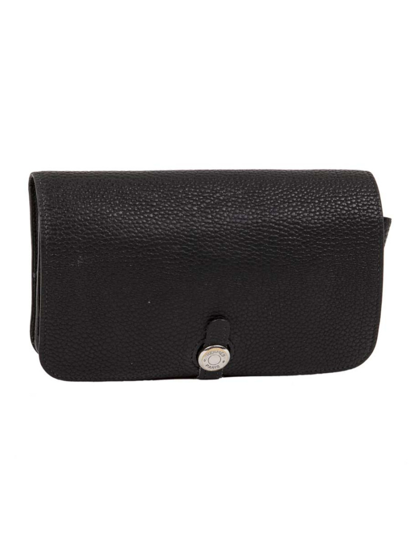 Sacoche ceinture HERMES "dogon" cuir grainé noir