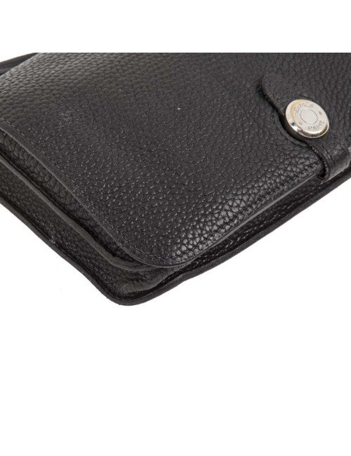 Bag belt "dogon" HERMES leather black taurillon clemance