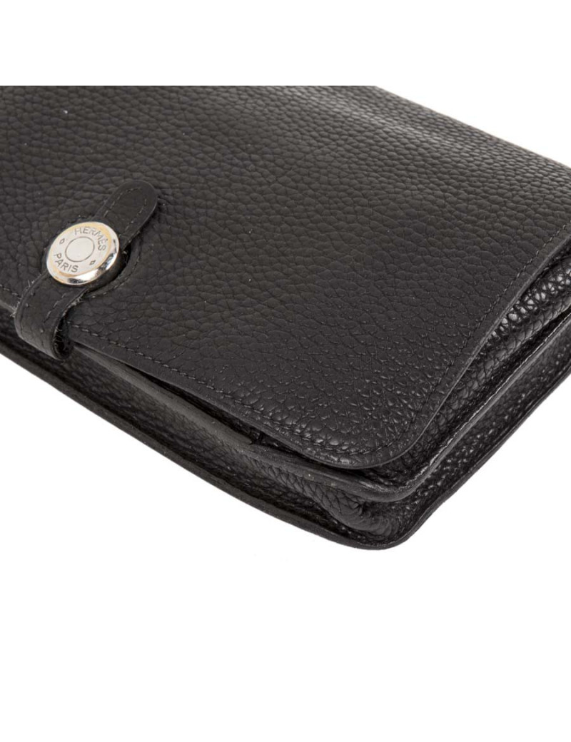 Bag belt "dogon" HERMES leather black taurillon clemance