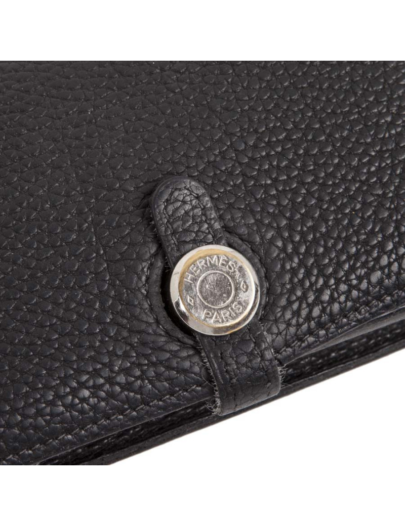 Bag belt "dogon" HERMES leather black taurillon clemance