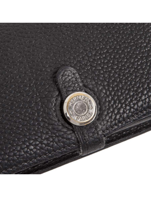 Bag belt "dogon" HERMES leather black taurillon clemance