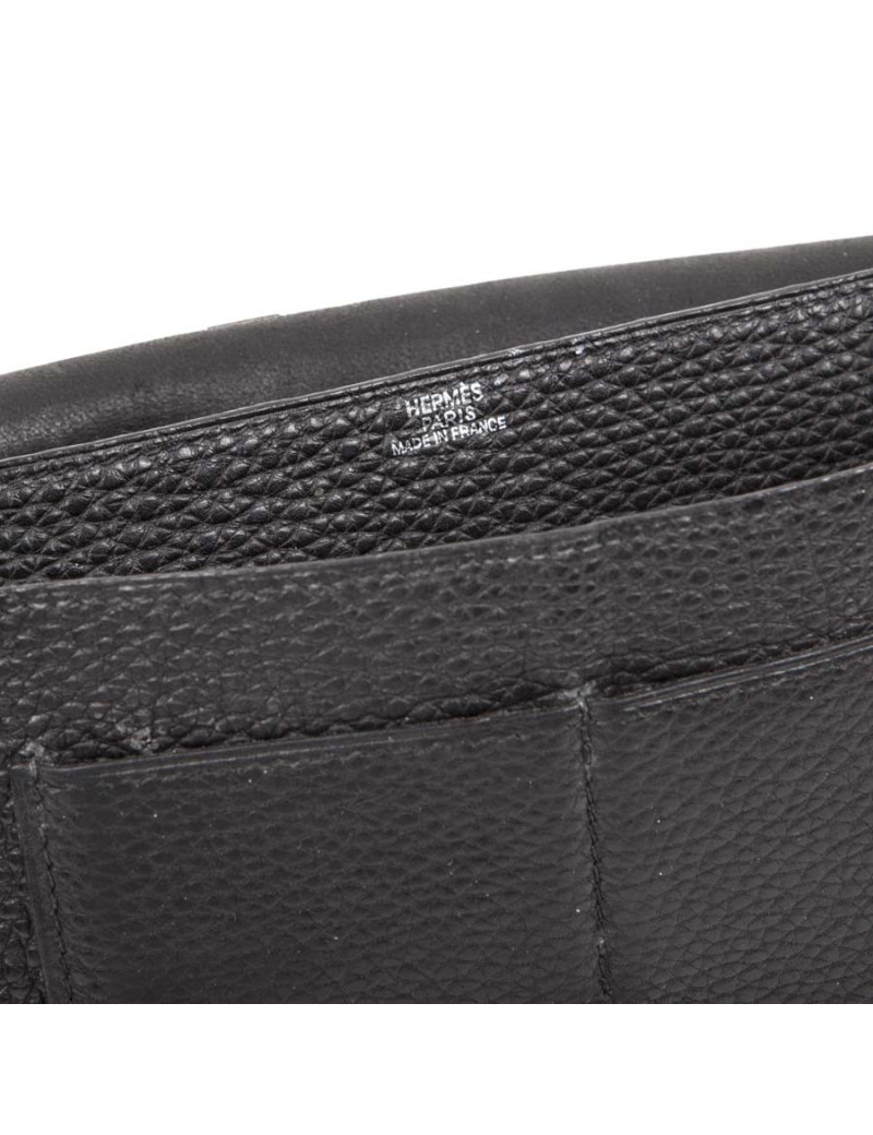 Bag belt "dogon" HERMES leather black taurillon clemance