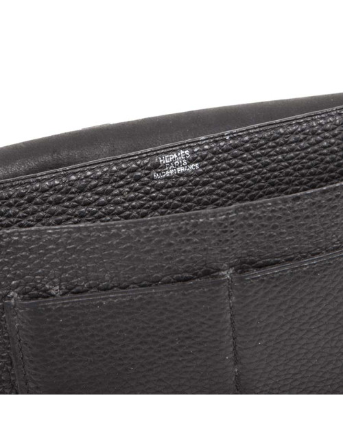 Bag belt "dogon" HERMES leather black taurillon clemance