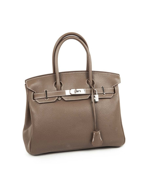 Birkin 30 HERMES cuir taurillon clémence Etoupe