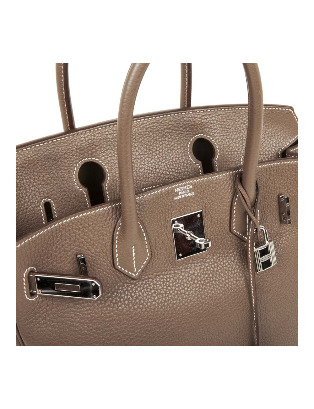 Birkin 30 HERMES cuir taurillon clémence Etoupe