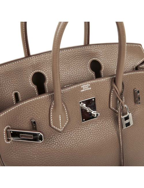 Birkin 30 HERMES cuir taurillon clémence Etoupe