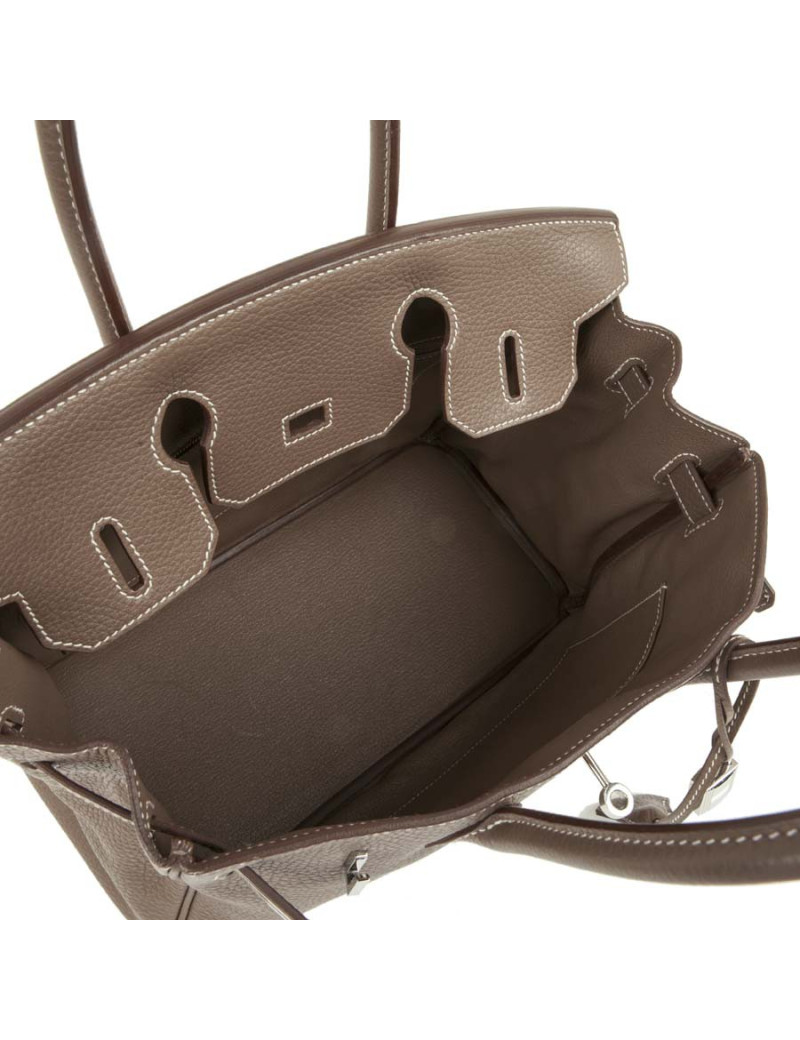 Birkin 30 HERMES cuir taurillon clémence Etoupe