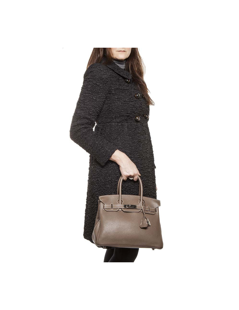 Birkin 30 HERMES cuir taurillon clémence Etoupe