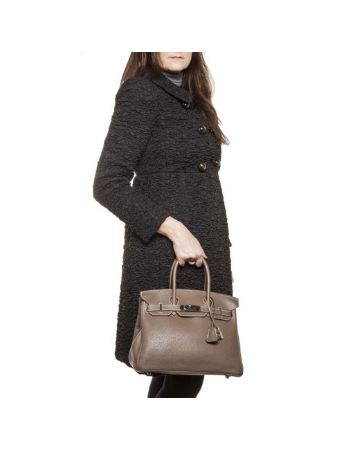 Birkin 30 HERMES cuir taurillon clémence Etoupe