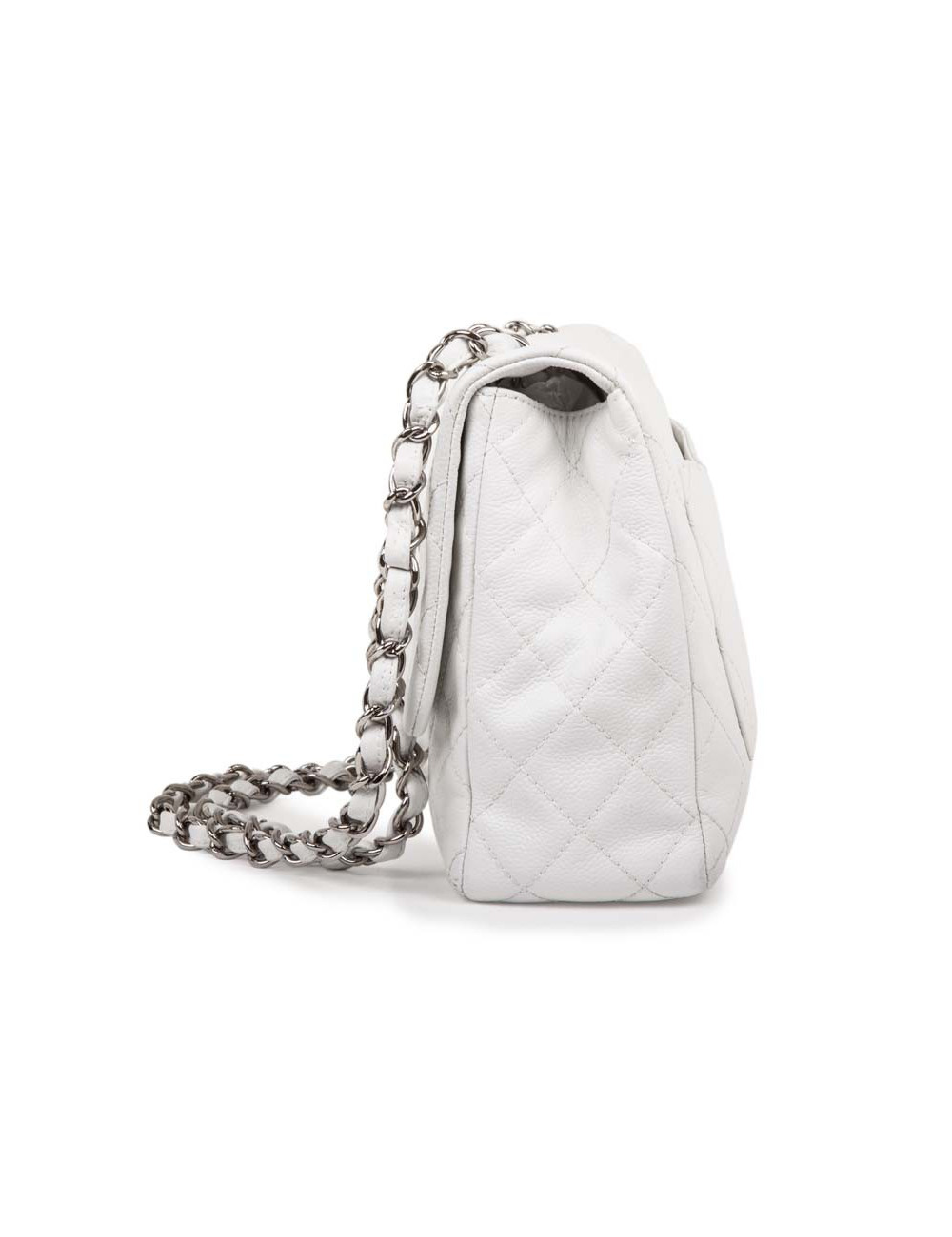  Sac Jumbo CHANEL cuir grainé blanc