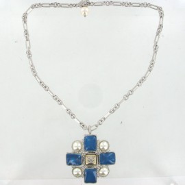 CHANEL pearls and glass cross necklace