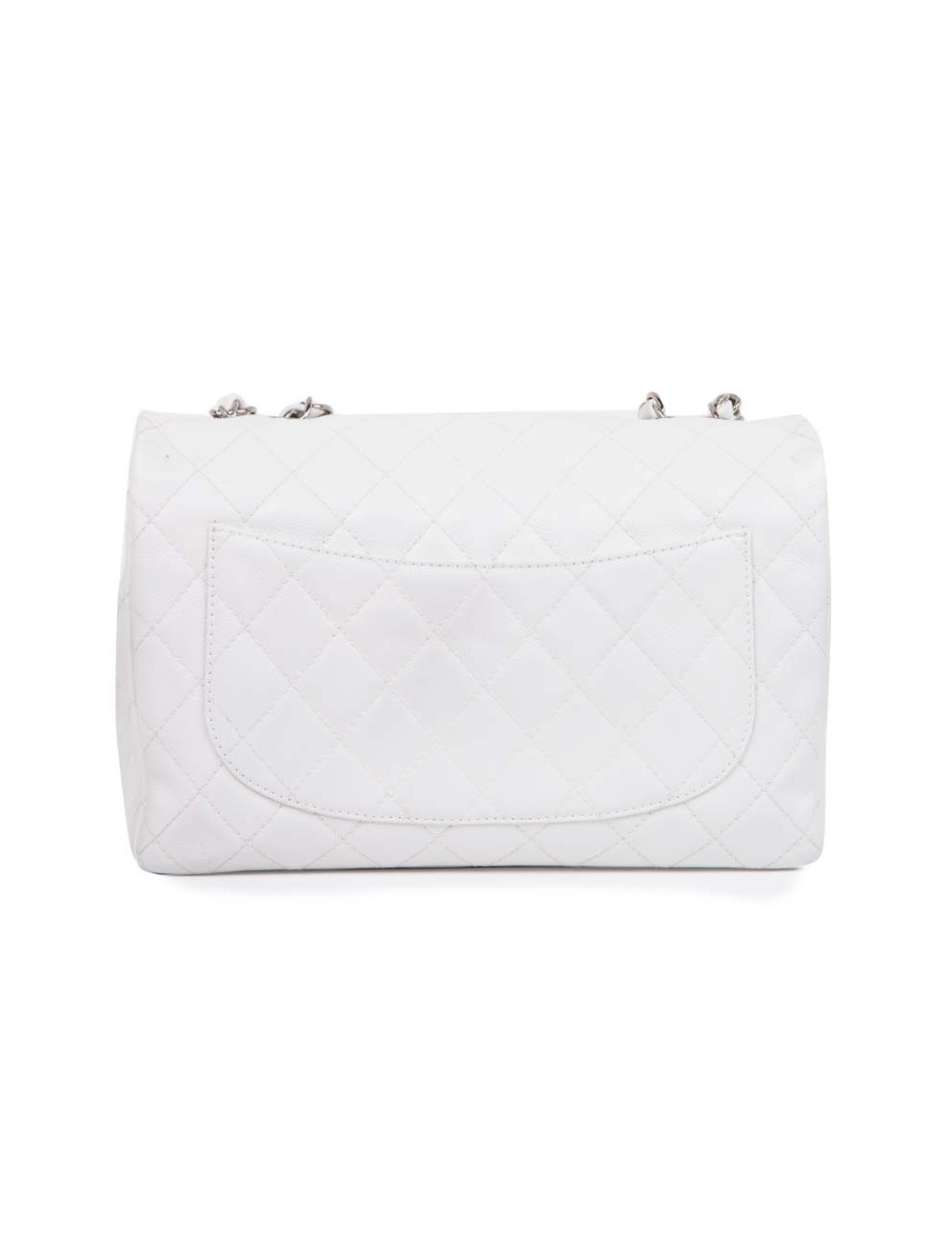 CHANEL Jumbo bag in white grained leather