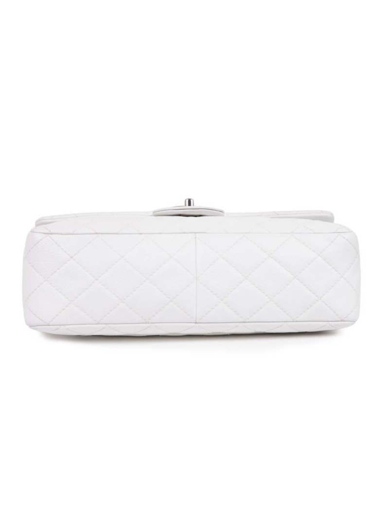  Sac Jumbo CHANEL cuir grainé blanc