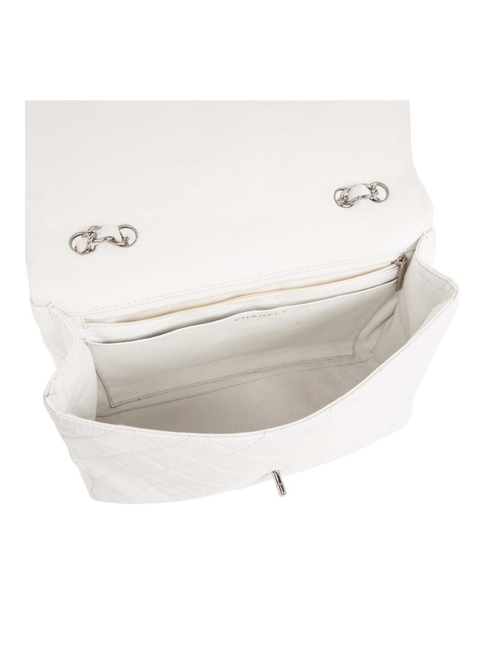 CHANEL Jumbo bag in white grained leather