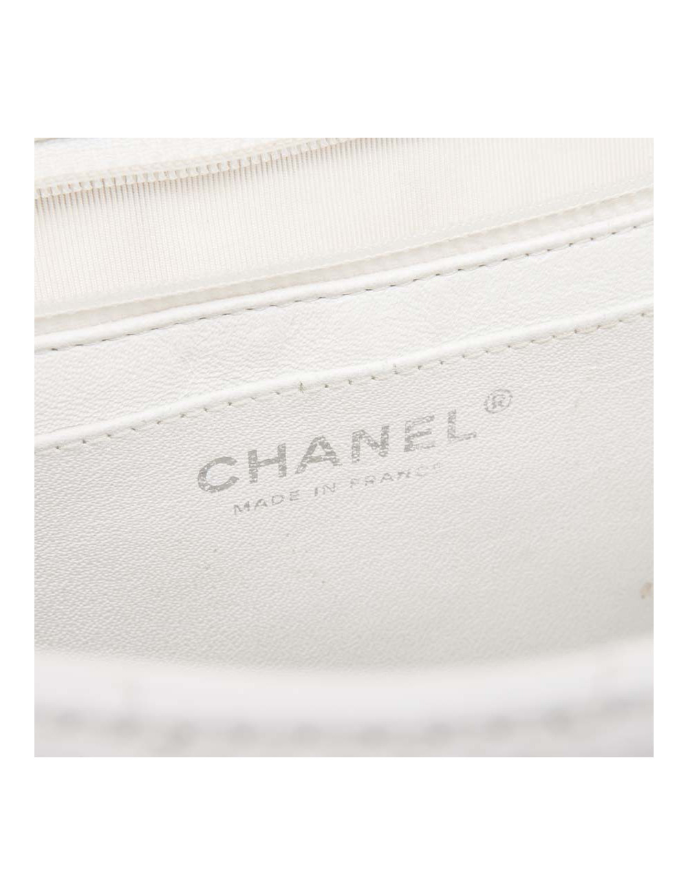  Sac Jumbo CHANEL cuir grainé blanc