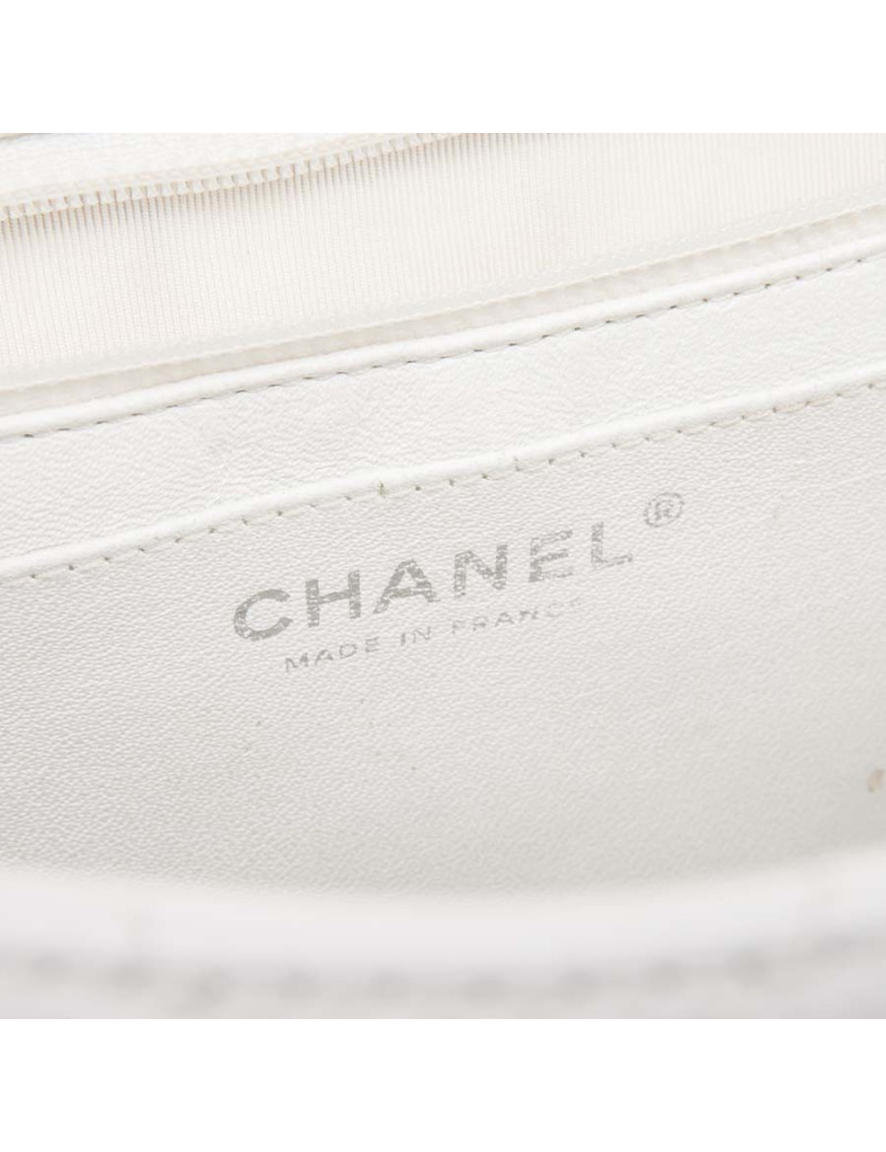  Sac Jumbo CHANEL cuir grainé blanc