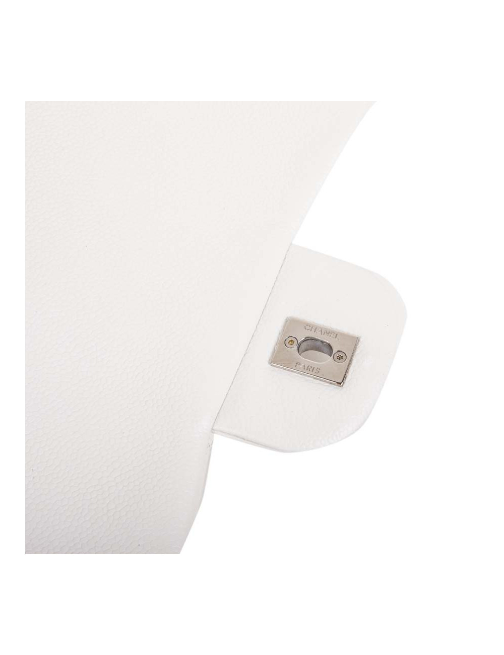  Sac Jumbo CHANEL cuir grainé blanc