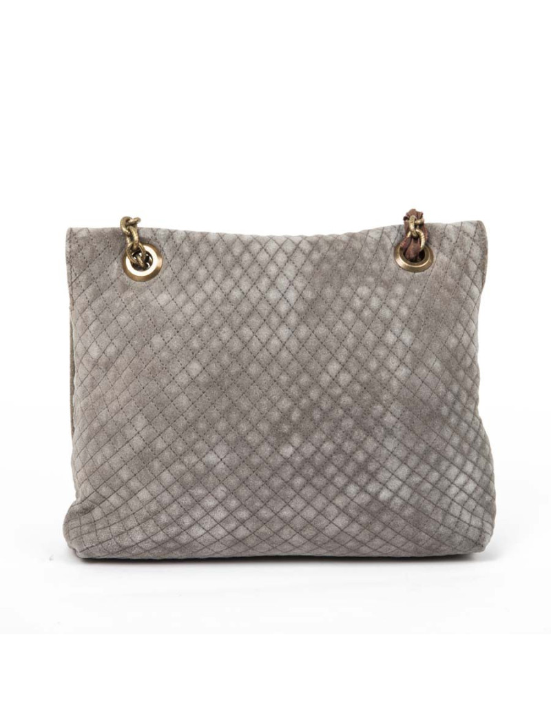 LANVIN gray mouse quilted suede bag