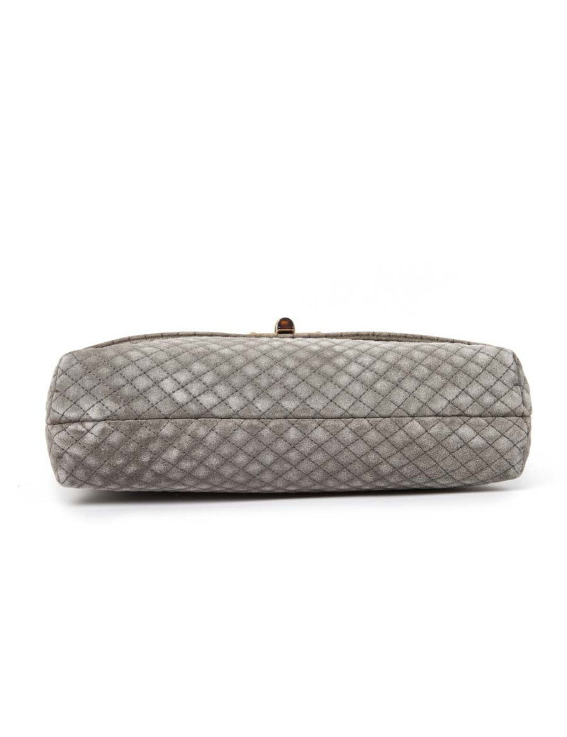 LANVIN gray mouse quilted suede bag