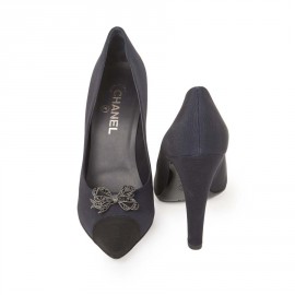 Shoes CHANEL T 41, 5 c two-tone Navy Blue and black