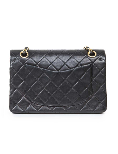 Sac Timeless CHANEL cuir d'agneau lisse matelassé noir