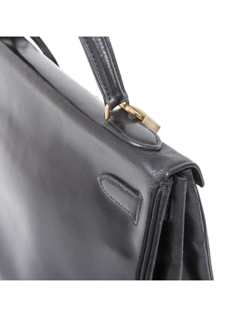 HERMES vintage Kelly 32 bag in black box leather