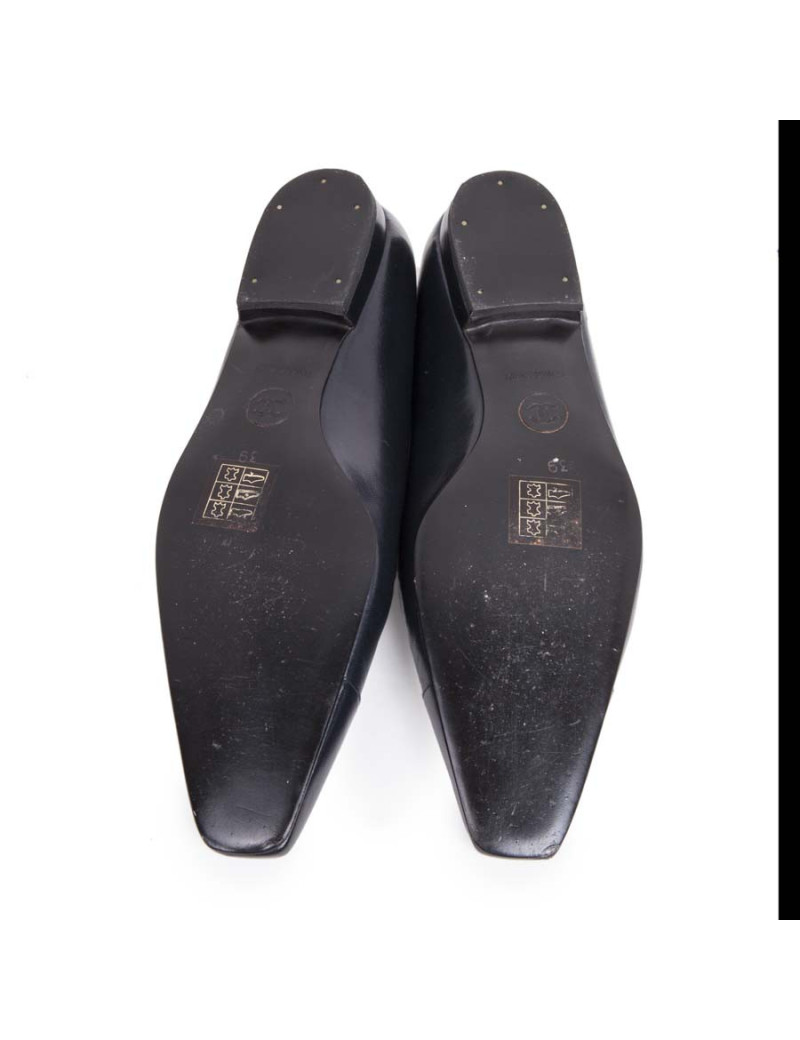 Ballet flats CHANEL T 39 two-tone Navy Blue and black