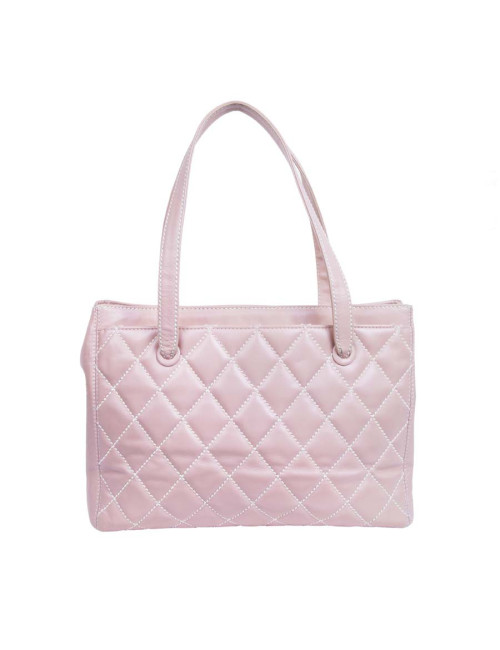 CHANEL pink shoulder bag in pink smooth leather