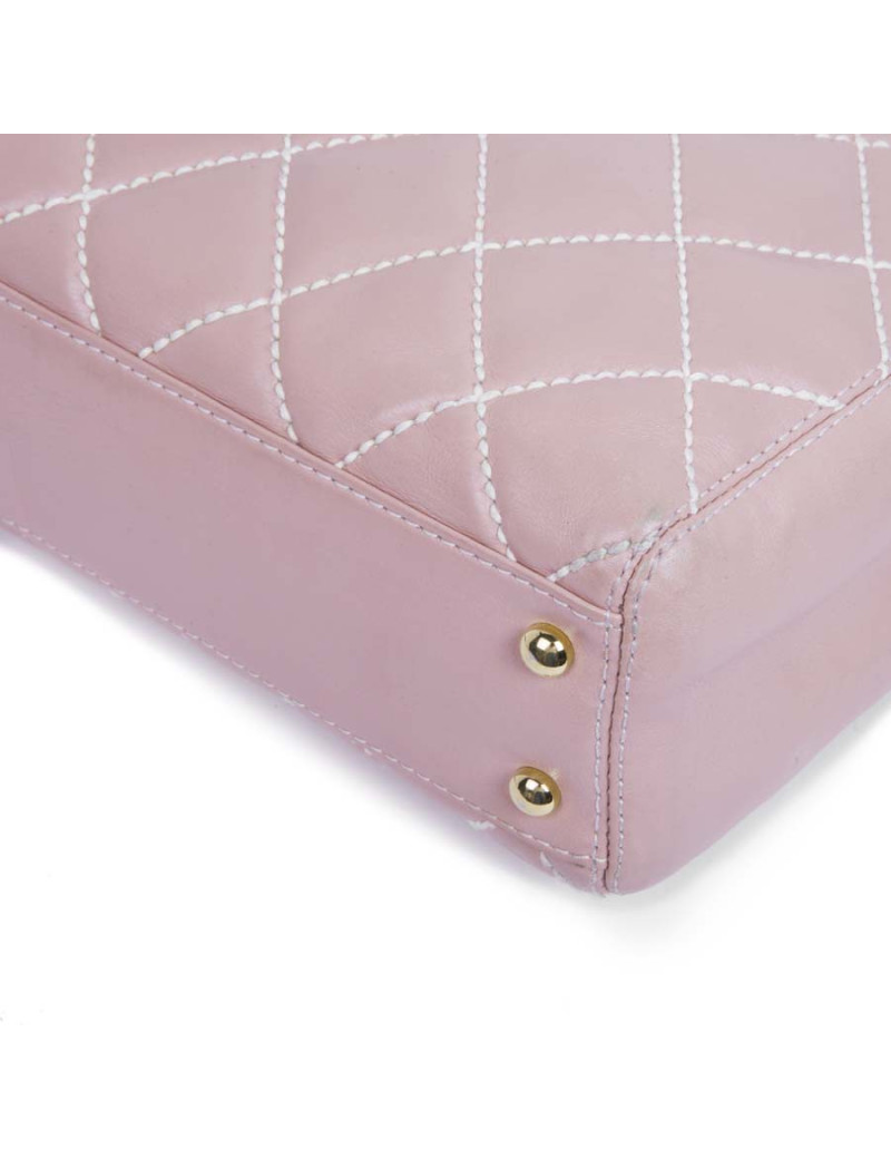 Sac CHANEL cuir matelassé rose