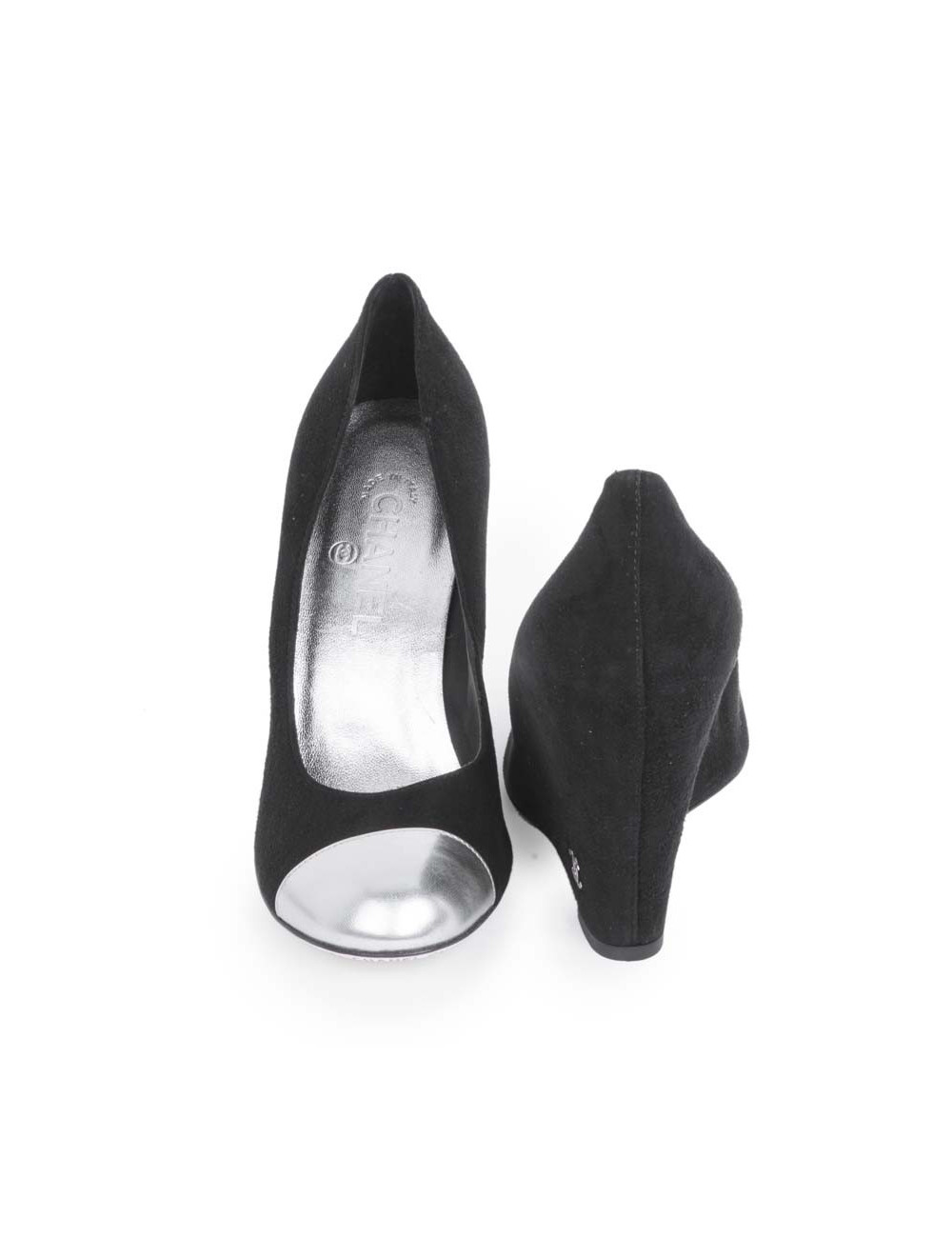 Escarpins CHANEL T veau velours noir