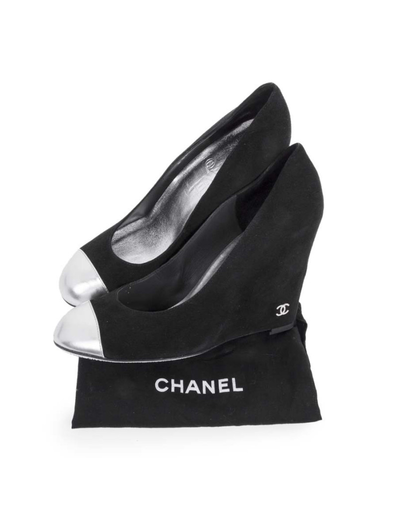 Escarpins CHANEL T veau velours noir