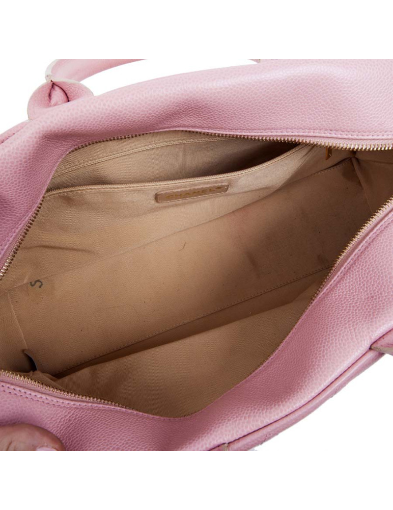 Sac CHANEL cuir mateassé rose