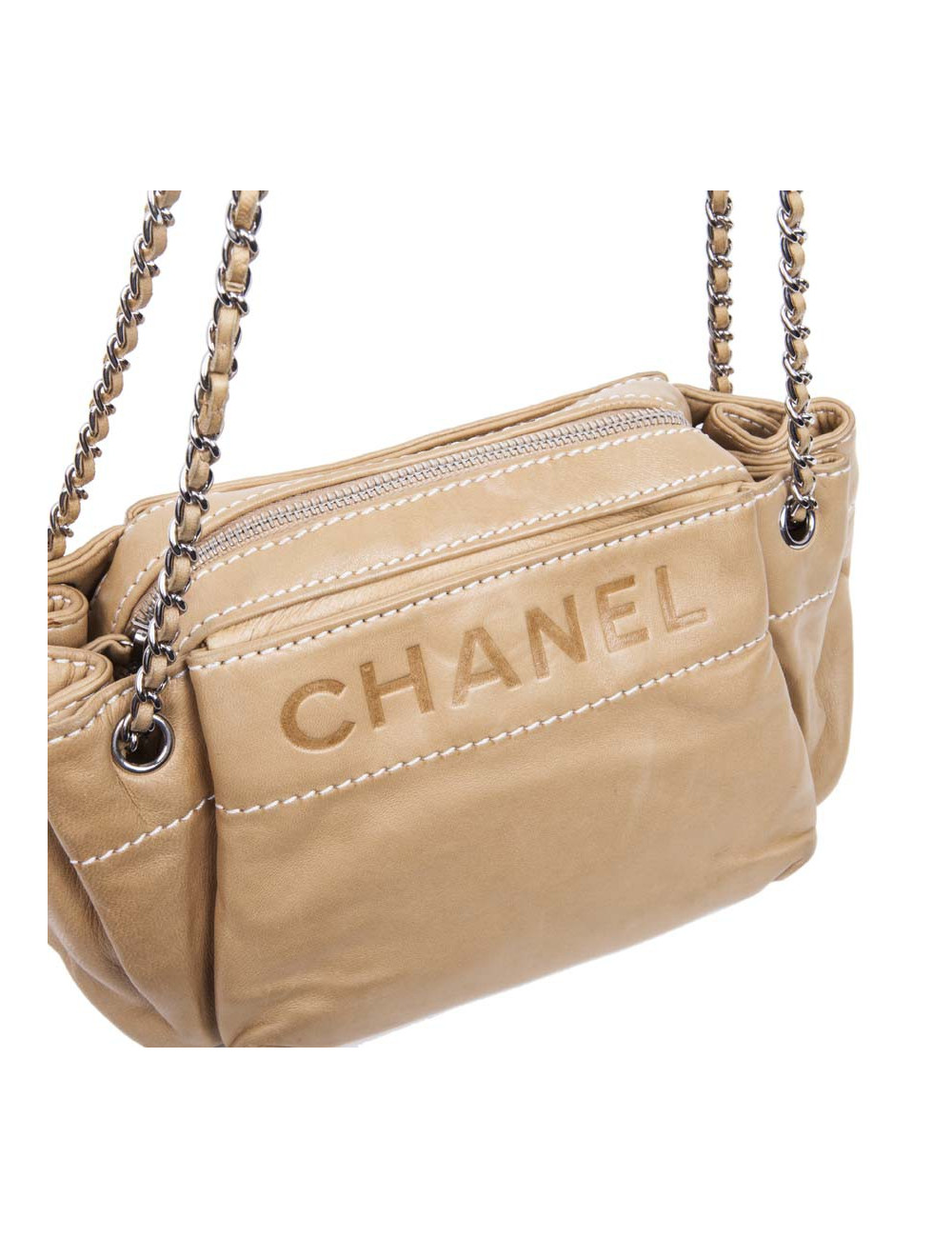 Sac CHANEL cuir d'agneau beige