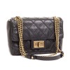 CHANEL shoulder bag in black lamb leather with 2.55 clasp