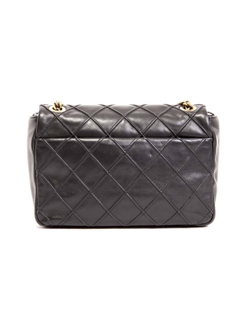Sac Timeless CHANEL cuir d'agneau lisse matelassé noir