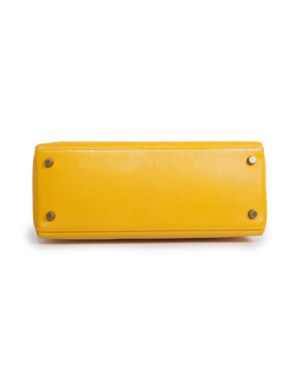 28 lemon yellow grained leather HERMES Kelly bag