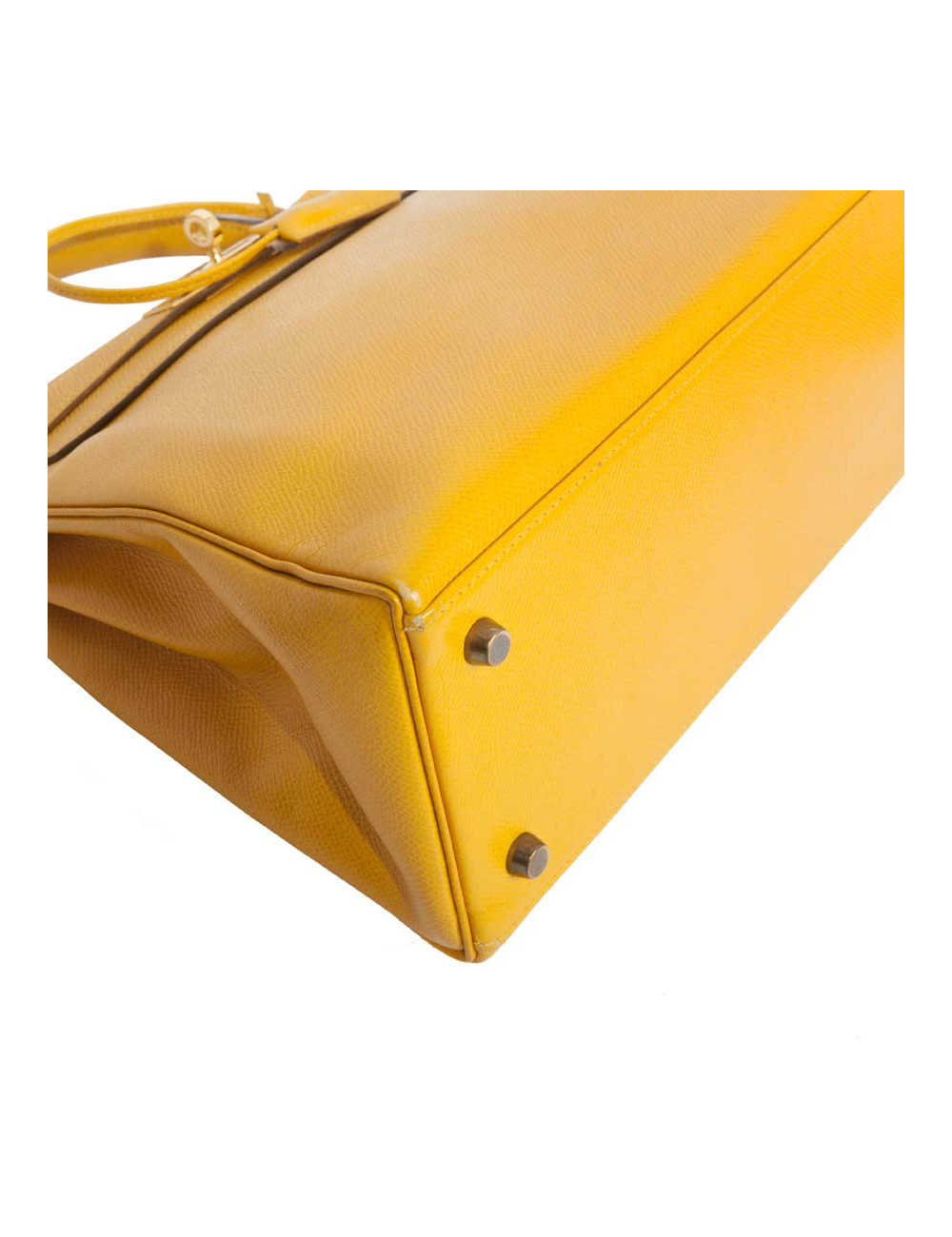 28 lemon yellow grained leather HERMES Kelly bag