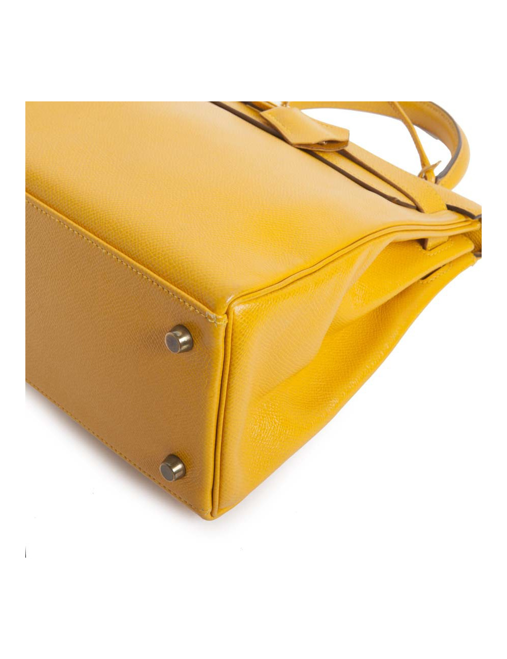 28 lemon yellow grained leather HERMES Kelly bag