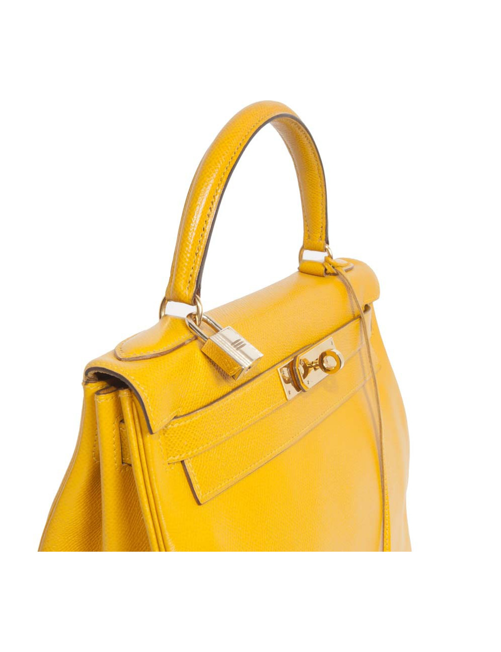 28 lemon yellow grained leather HERMES Kelly bag