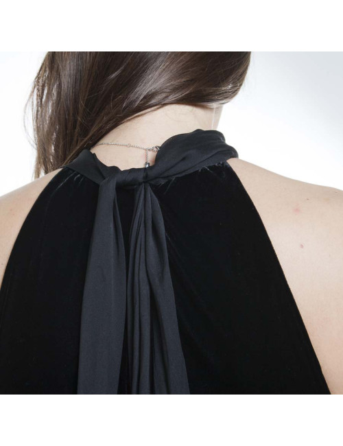 Dress JEAN PAUL GAULTIER T36 en velvet of silk and Black Lace