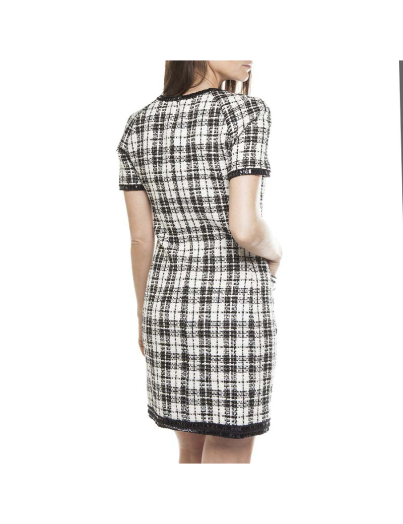 CHANEL T 38 two-tone tweed dress