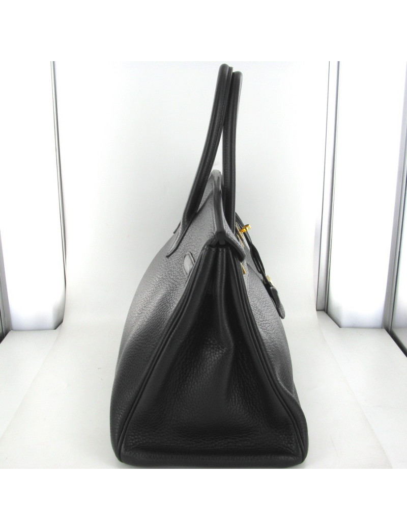 Birkin 35 HERMES Taurillon noir bijouterie dorée